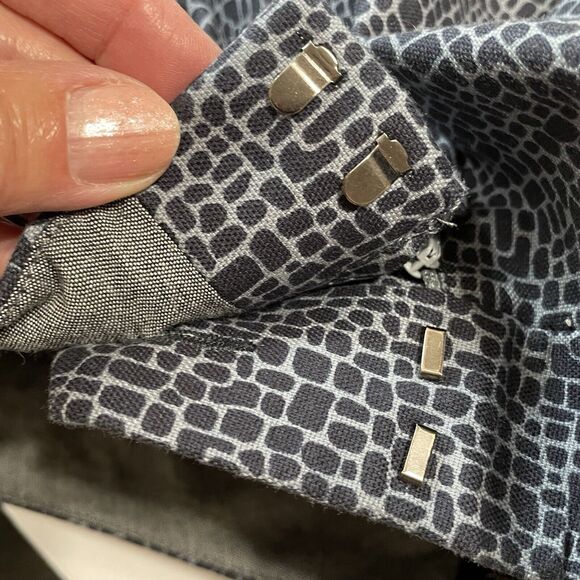 Banana Republic Pants Size 2 Navy Blue Print Hampton Fit Flat Front Ankle NEW - Picture 6 of 10